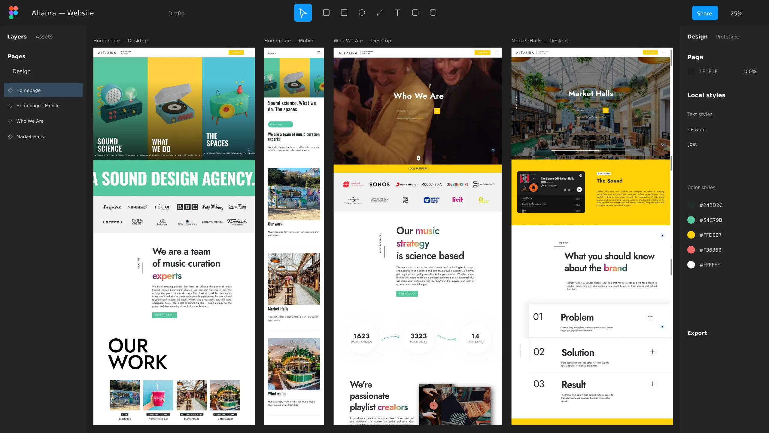 Altaura website designs in progress.