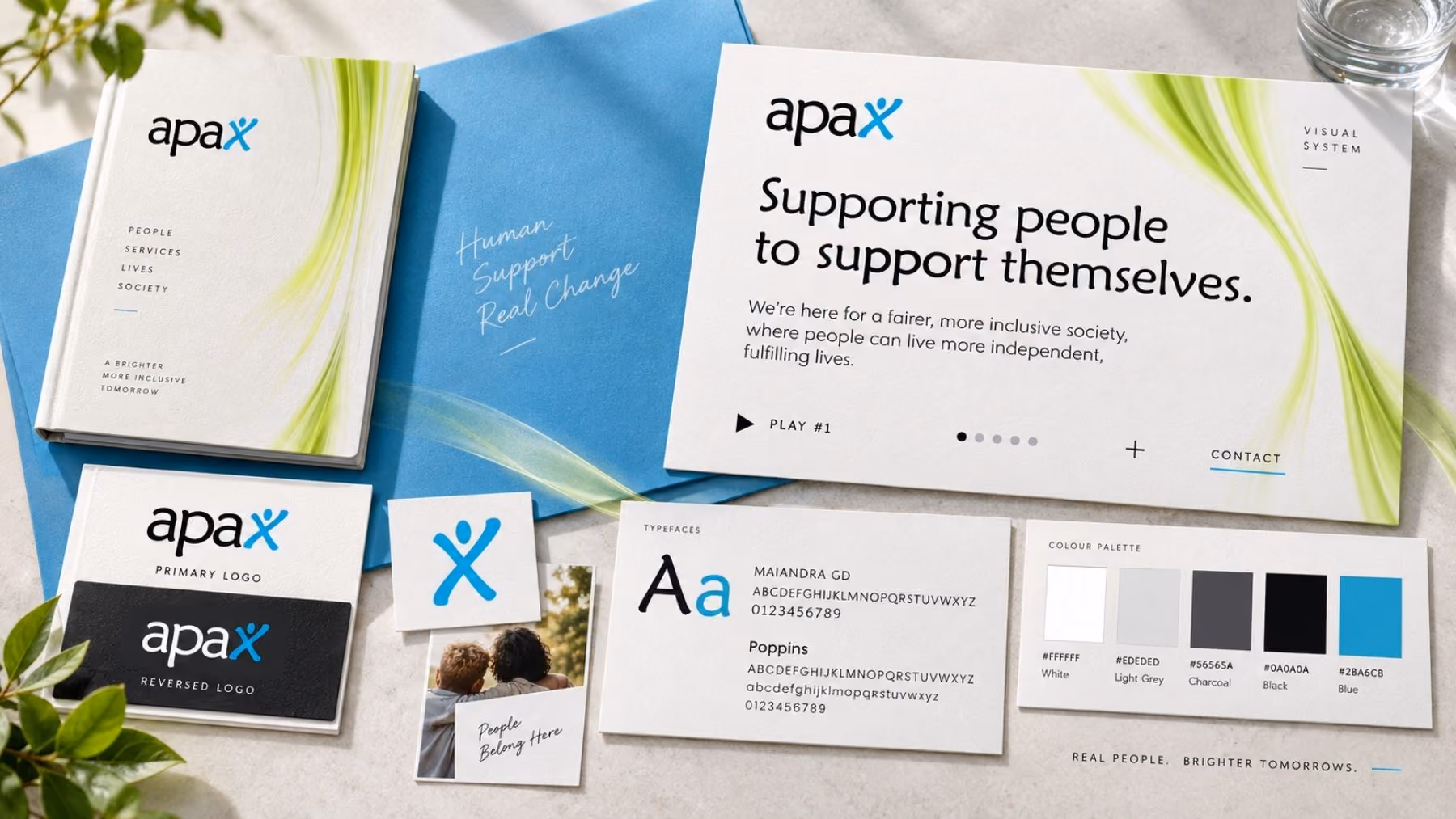 Apax design language: colour, type and interface details.