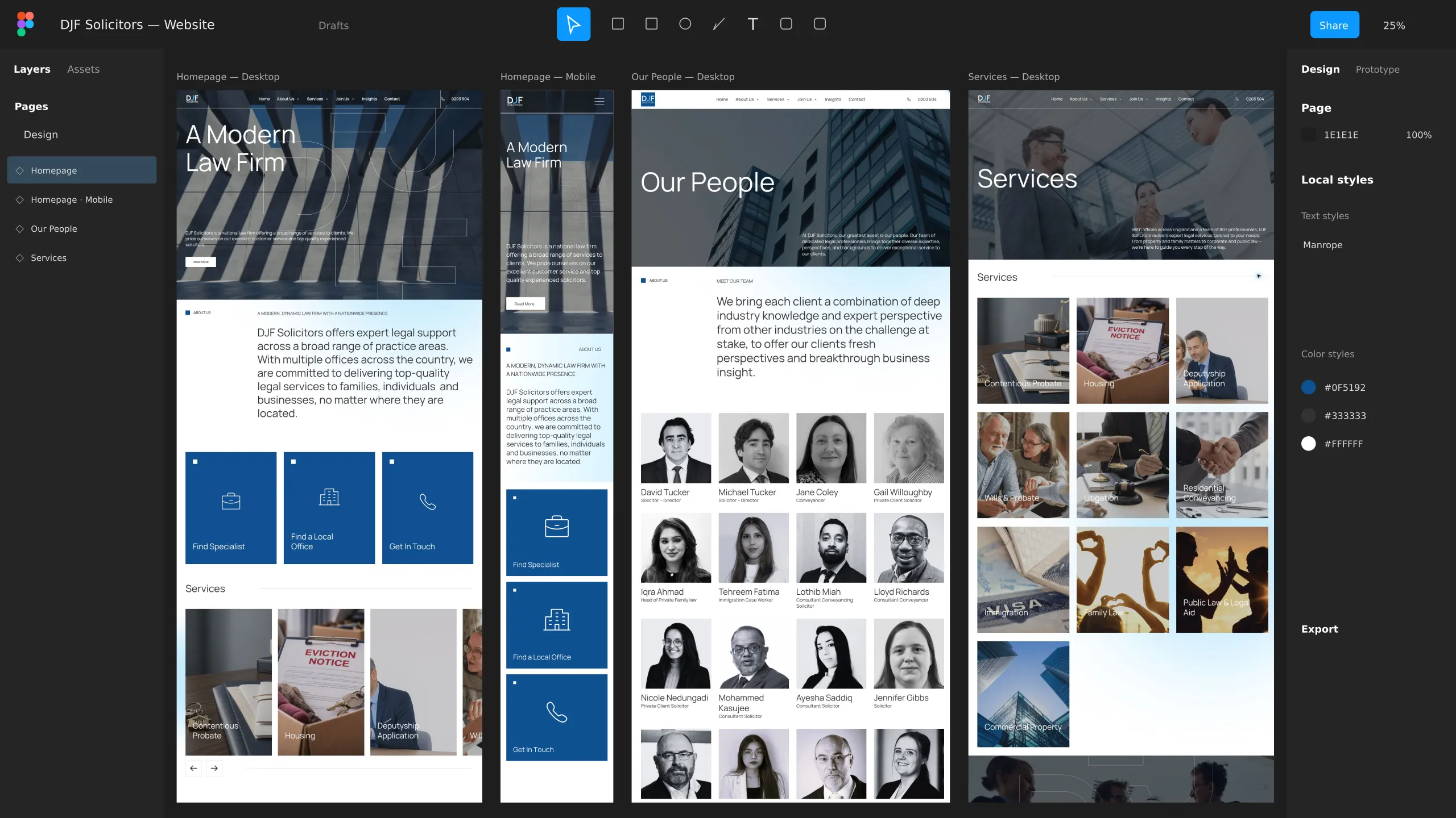 DJF Solicitors website designs in progress.