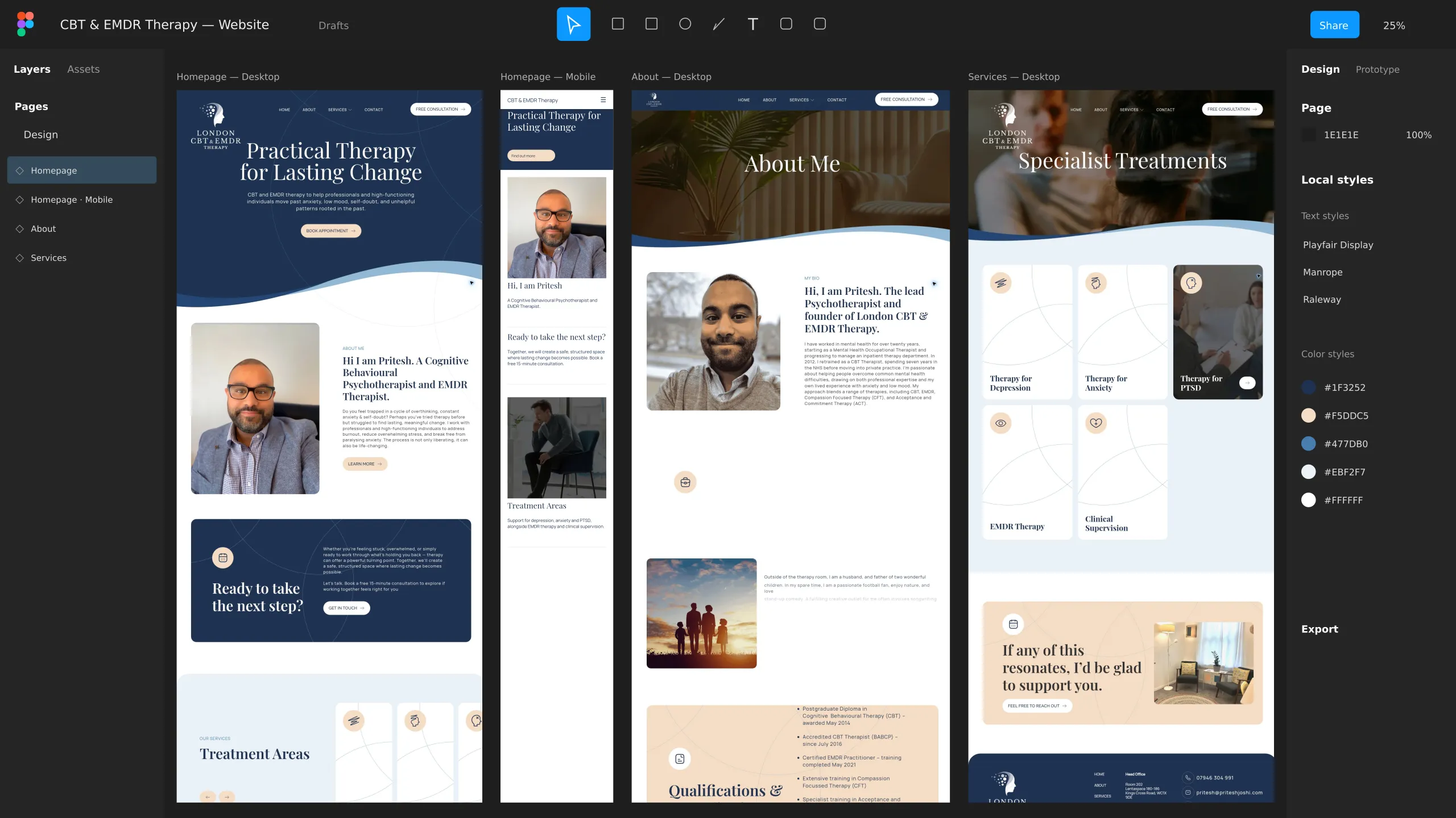 CBT & EMDR Therapy website designs in progress.