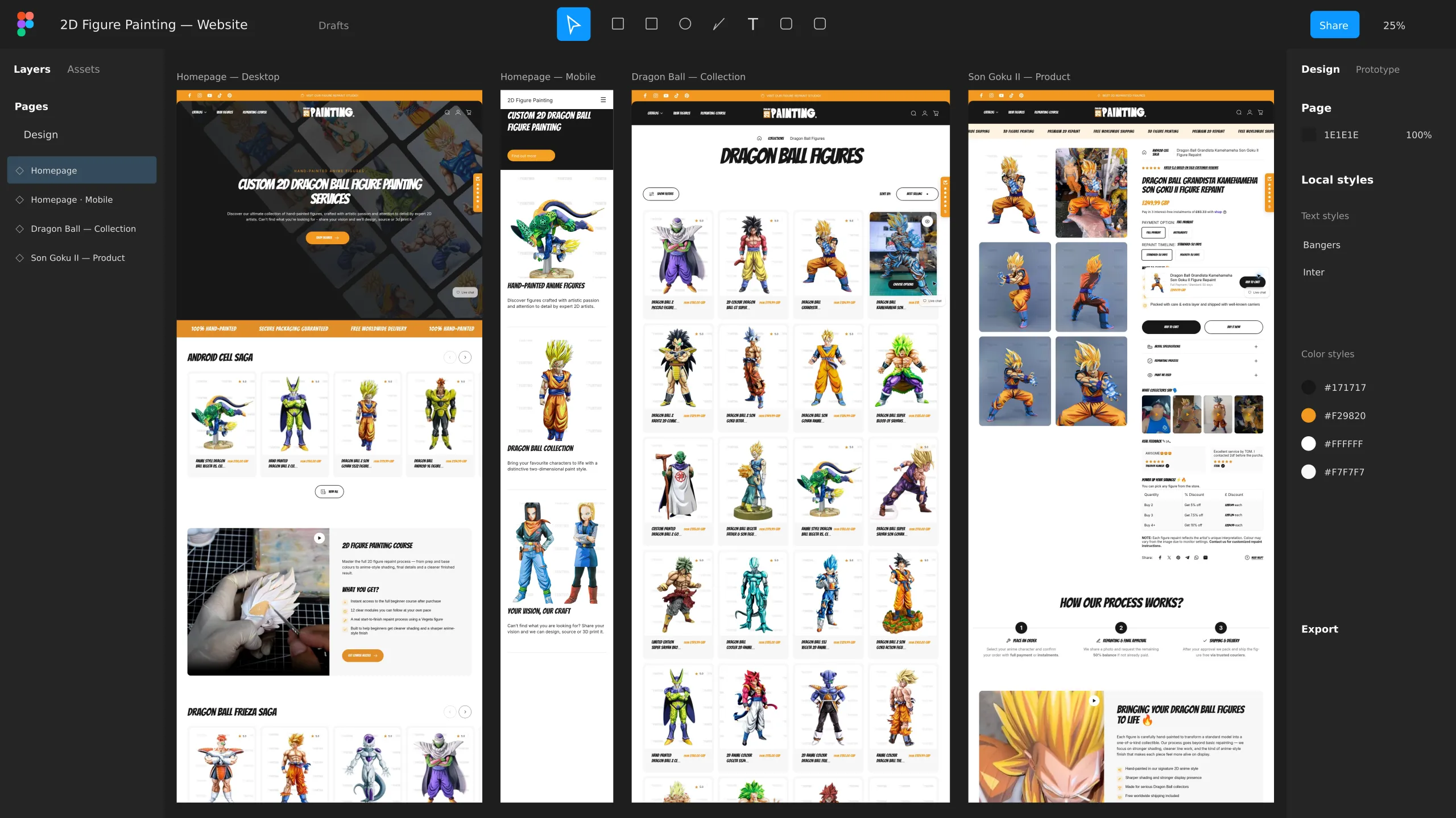 2D Figure Painting store designs in progress.