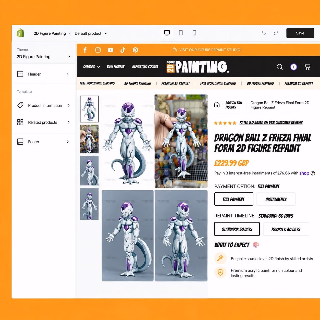 2D Figure Painting store pages shown on desktop and mobile devices.