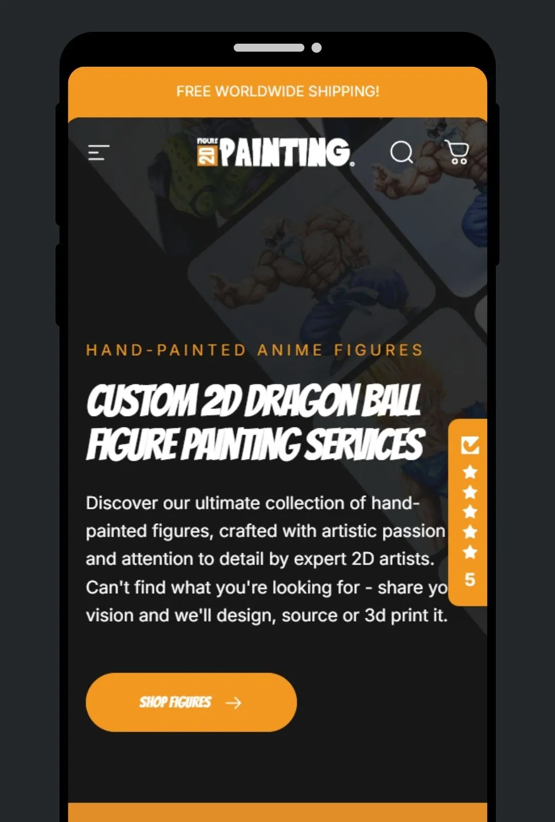 Mobile view of the 2D Figure Painting online store.