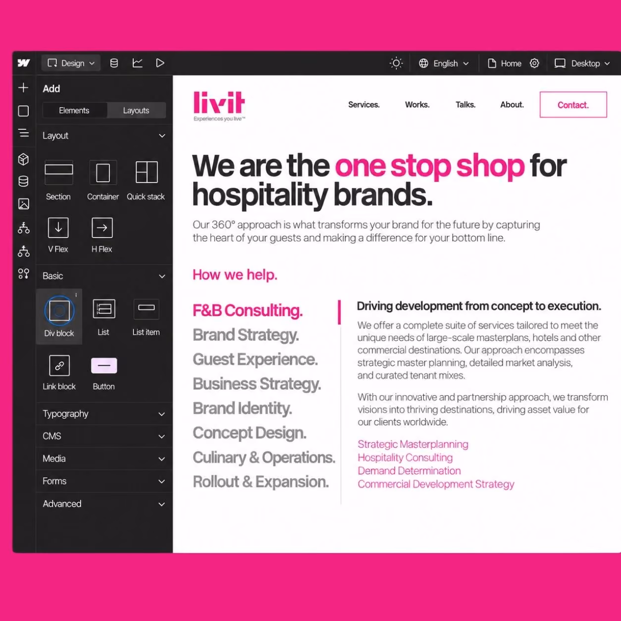 Livit.Design website pages shown on desktop and mobile devices.