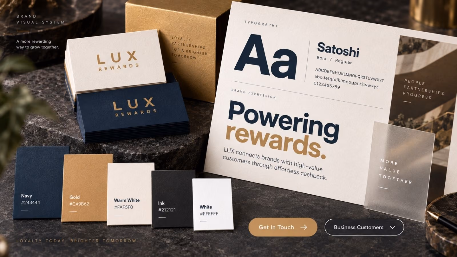 LUX Rewards design language: illustration, colour and interface details.