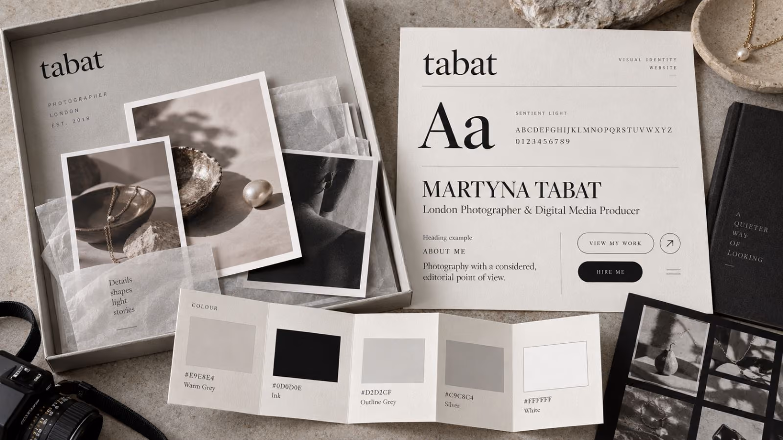 Tabat design language: colour, type and interface details.