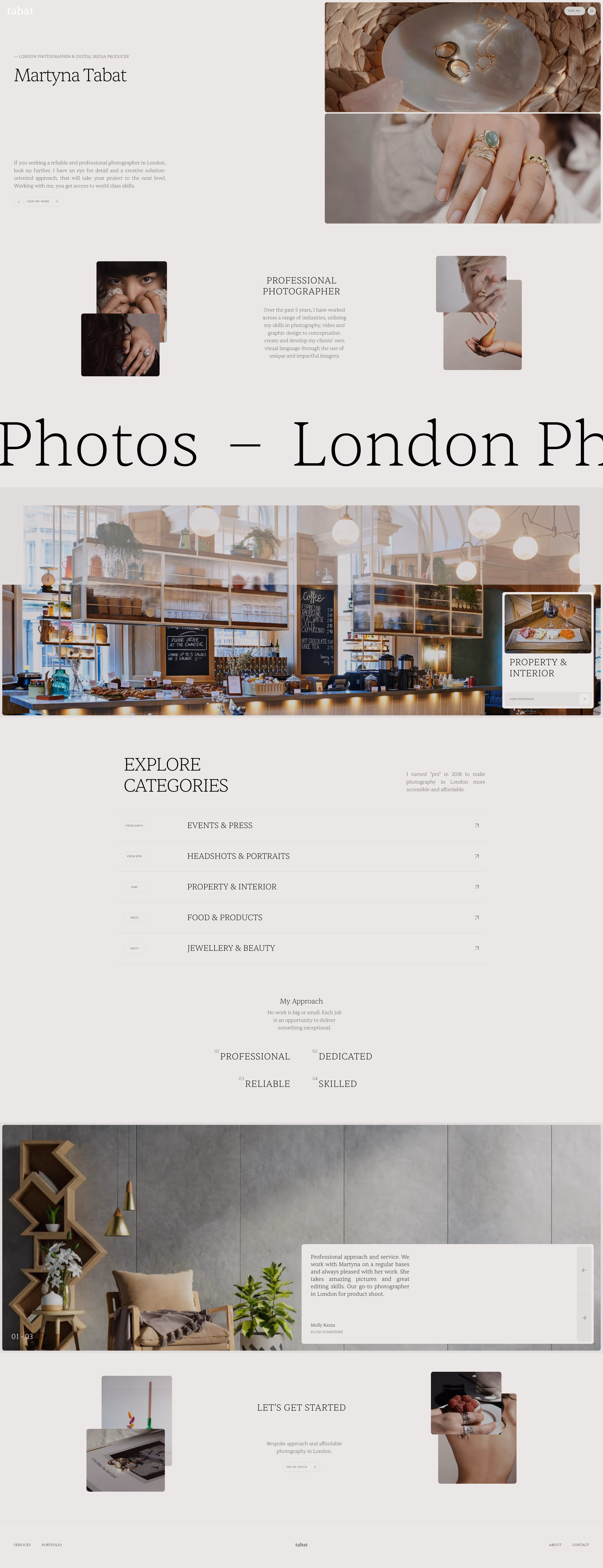 Full-length view of the Tabat website.