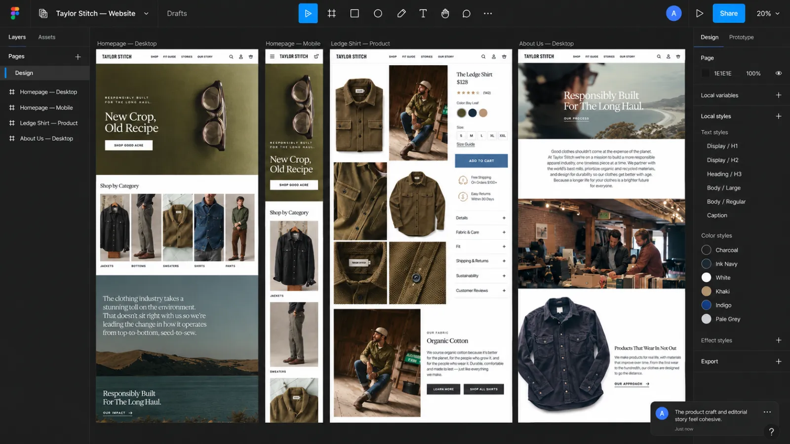 Taylor Stitch store overview shown across devices.