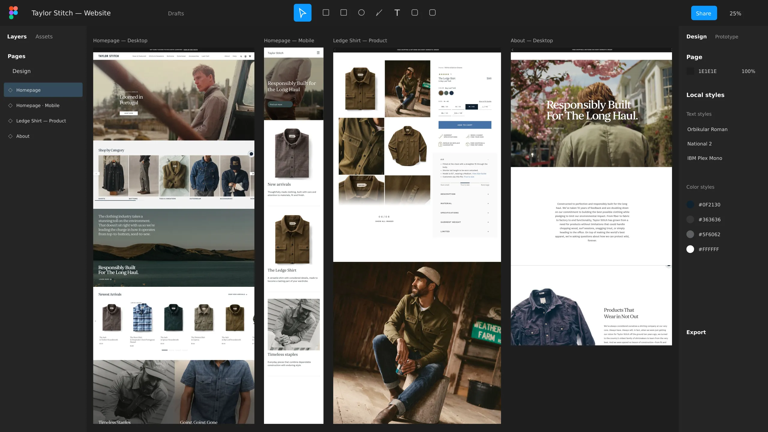 Taylor Stitch design language: colour, type and interface details.