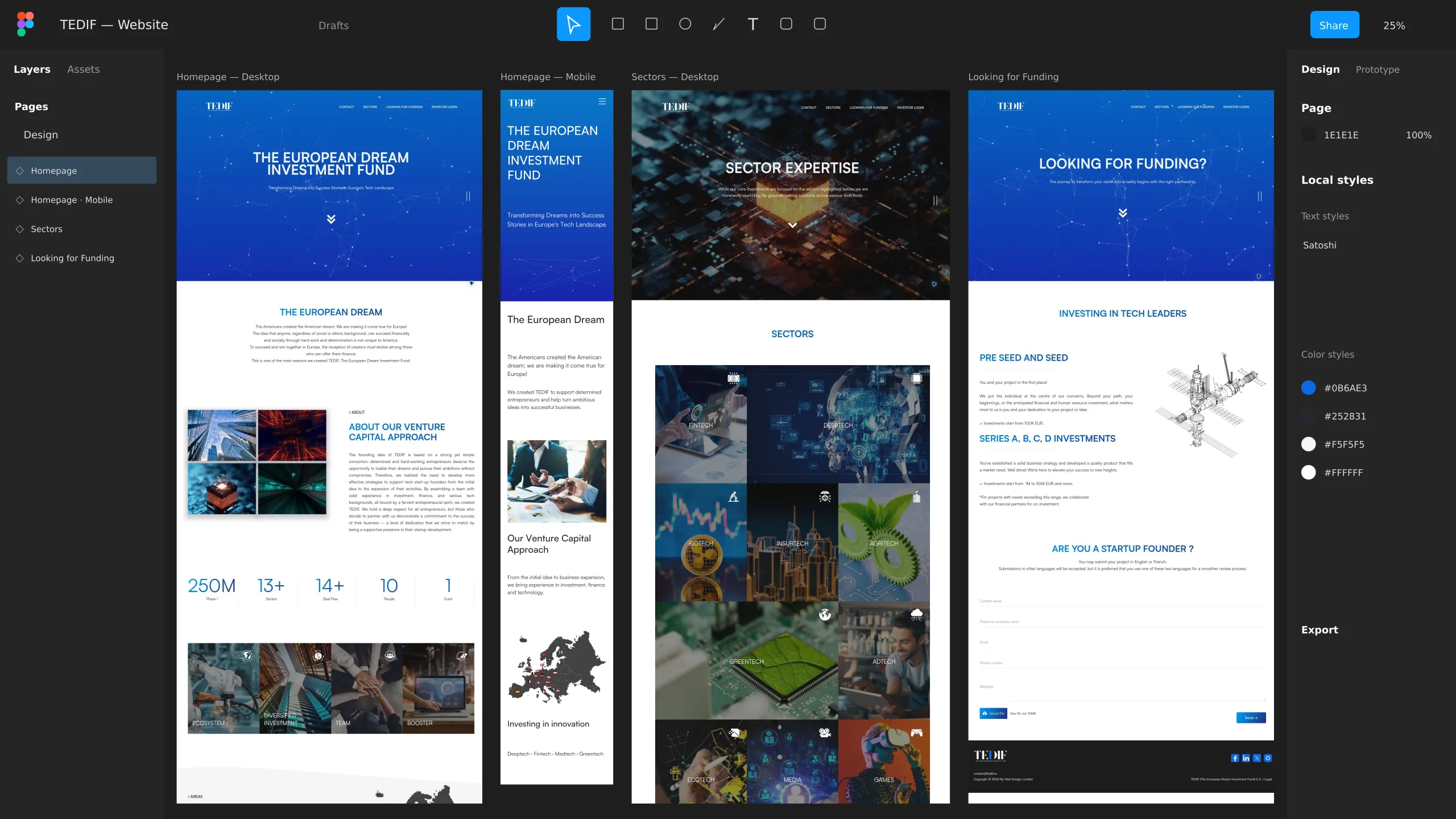 Tedif website designs in progress.