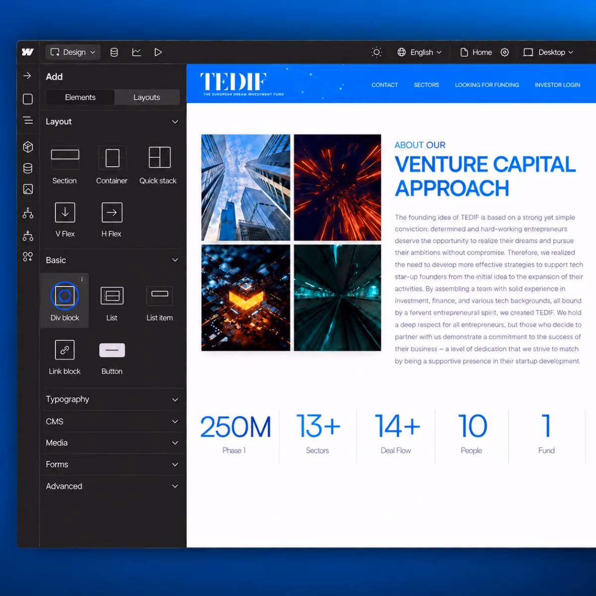 Tedif website pages shown on desktop and mobile devices.