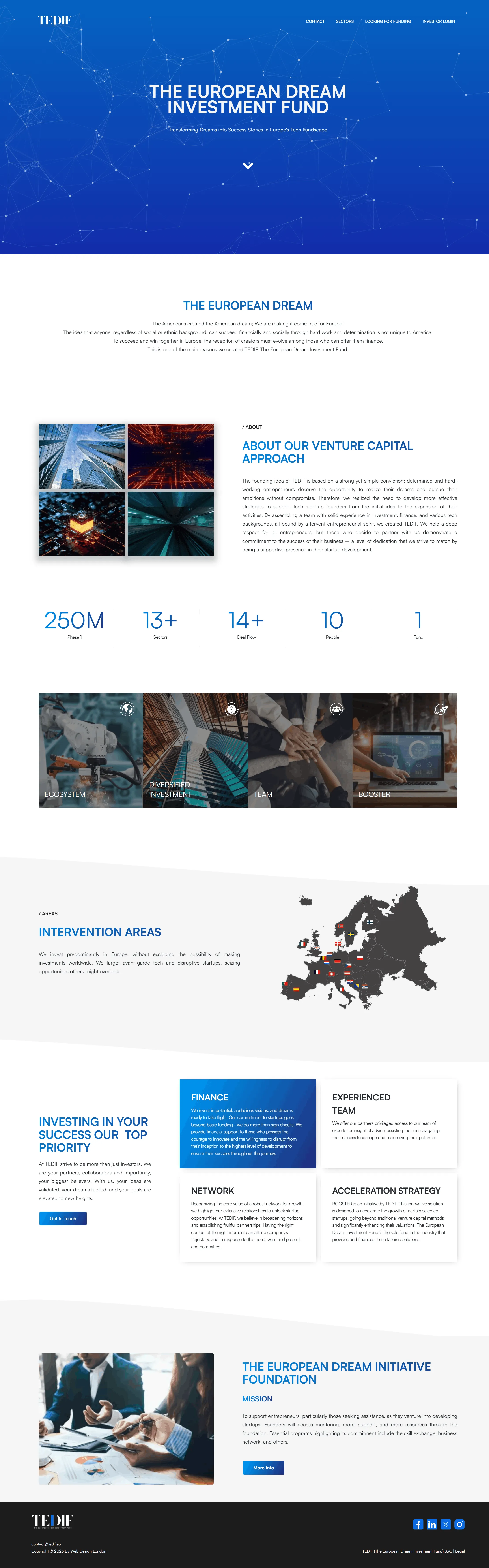 Full-length view of the Tedif homepage.