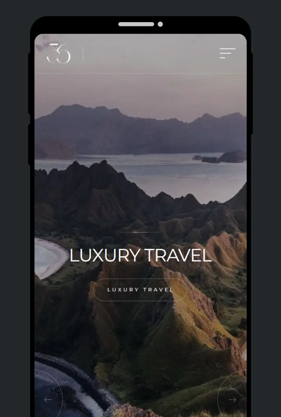 Mobile view of the Three Over Six website.